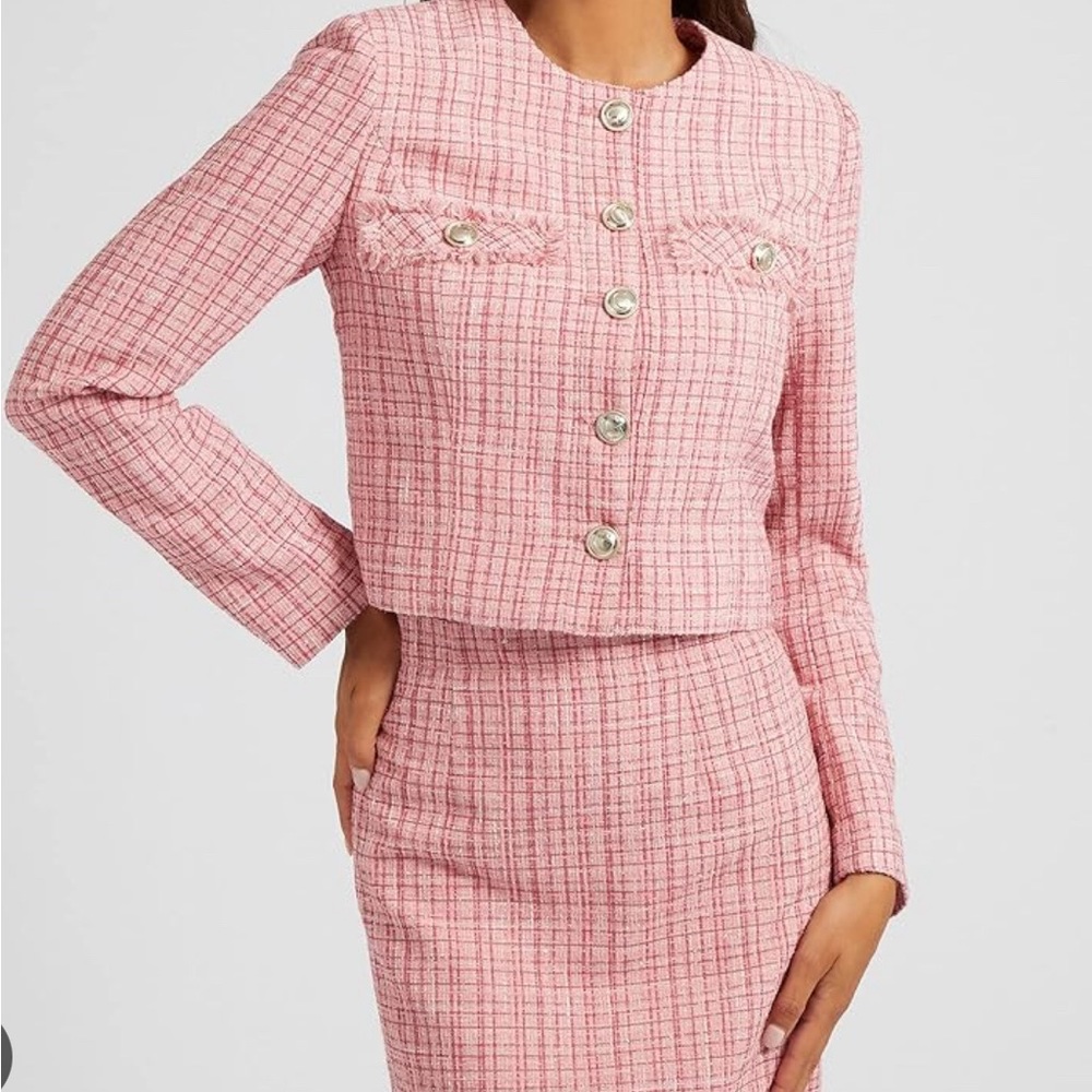 Guess Tweed Pink Shimmer Jacket in small